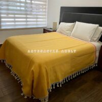 Colcha de Telar Oaxaca. Mexico. Cubrecama Artesanal Oaxaqueña Color Amarillo