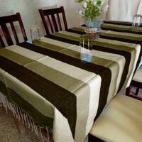 Mantel Artesanal de Oaxaca. Mantel Cafe Oscuro, Arena y Beige. Oaxaqueño para Mesa de 4, 6, 8 y 10 sillas.