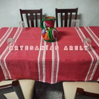Mantel Artesanal de Oaxaca. Mantel Rojo. Oaxaqueño para Mesa de 4, 6, 8 y 10 sillas.