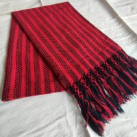rebozo clasico de mitla, oaxaca. rebozo clasico tradicional color rojo y negro de algodón. rebozo tradicional mexicano rojo y negro