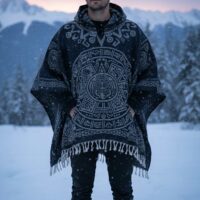 Gaban Con Capucha. Poncho Mexicano De Lana Unisex Invierno