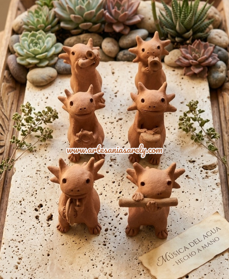 ajolotes músicos de barro naranja. recuerdo artesanal de barro mexicano. souvenir mundial méxico 2026 unidad, kit y mayoreo. Ajolotes de barro músicos. Recuerdos originales del Mundial México 2026. Piezas Artesanales personalizadas para el Mundial México 2026 - Artesanías Arely ajolotes músicos de barro naranja. recuerdo artesanal de barro mexicano. souvenir mundial méxico 2026 unidad, kit y mayoreo.