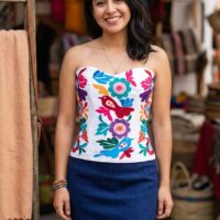 blusa tipo corset artesanal – bordado floral elegante