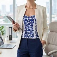 Corset Azul y blanco