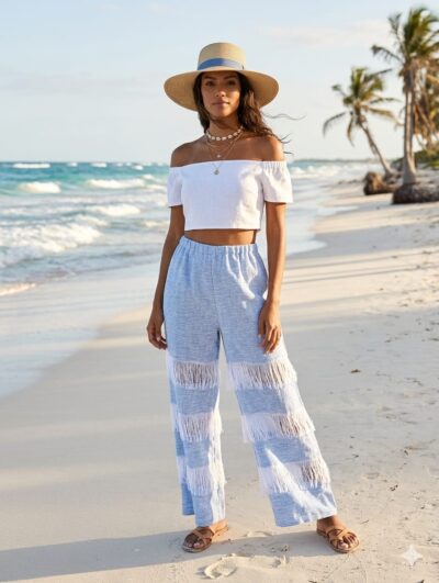 pantalon de playa deshilado artesanal