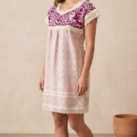 vestido artesanal de algodón con seda