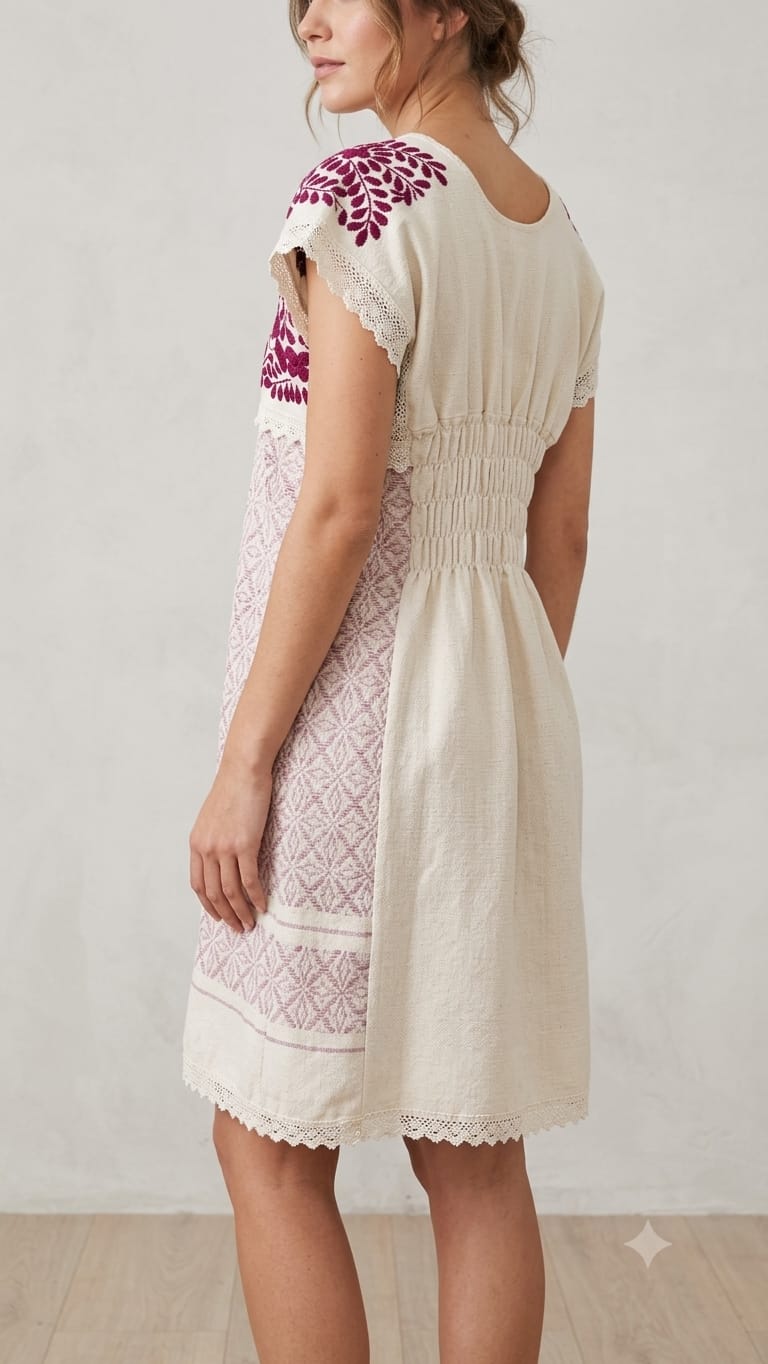 vestido artesanal de algodón con seda vestido artesanal de algodón con seda