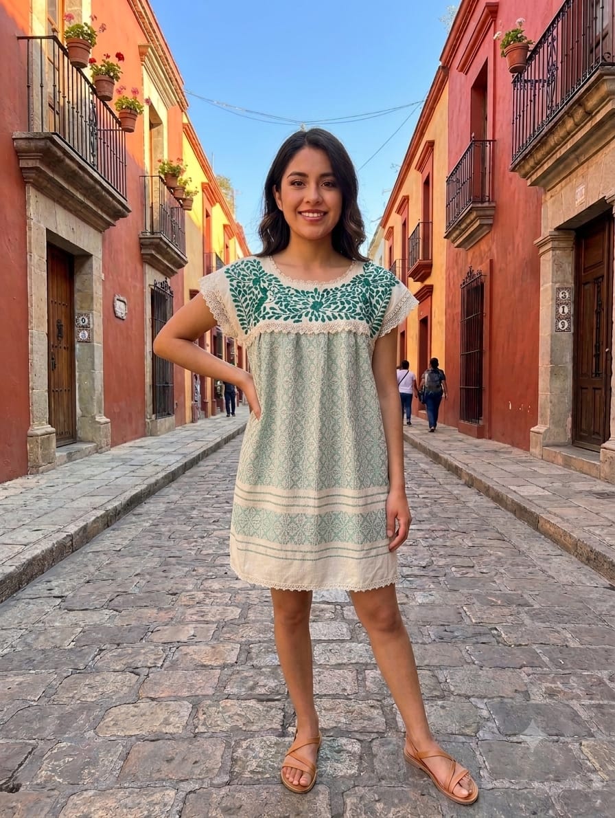 vestido artesanal de algodón con seda vestido artesanal de algodón con seda