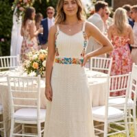 Vestido Artesanal De Manta/Algodon Con Bordado A Mano