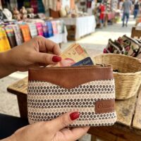 Monedero/Cartera/Billetera de telar y piel